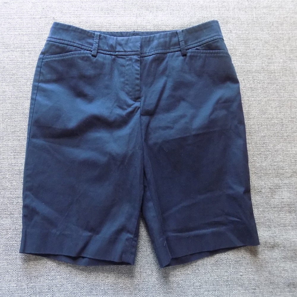 Talbots Perfect Short Women 4P Navy Blue Excellent Cotton Stretch Chino Shorts